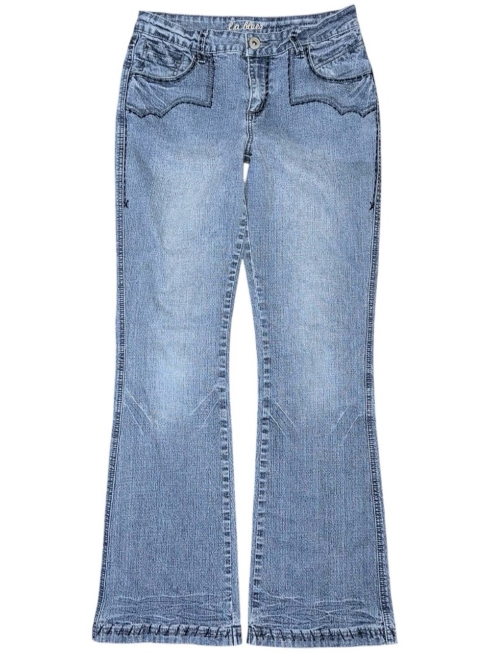 Vintage LA Blues Boot Cut Flared Leg Embroidered Jeans Womens 8 Retro 90s Y2K